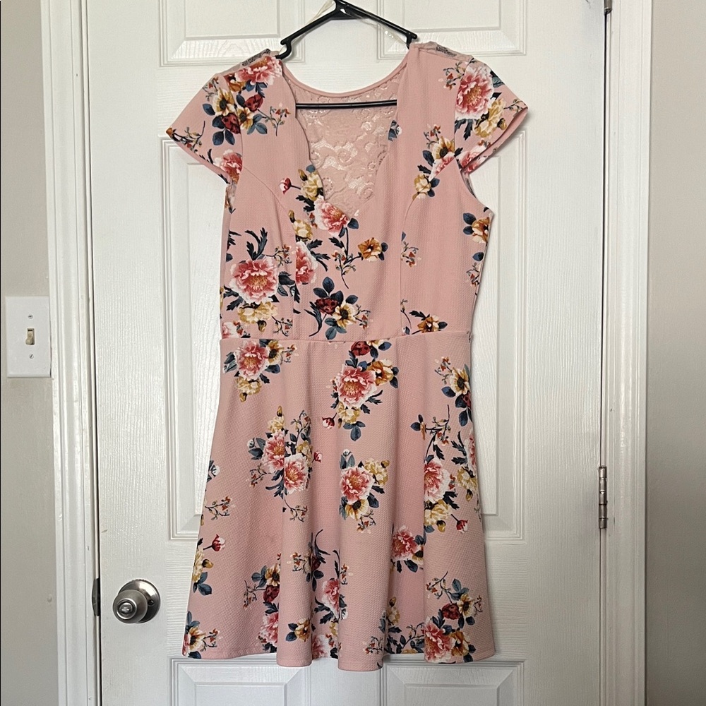 Three Hearts Pink Floral Mini Dress